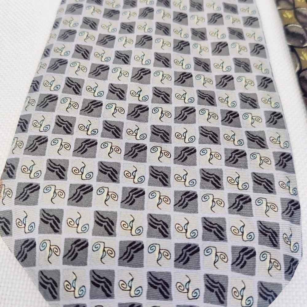 J Garcia Mens Silk Neck Tie Banyan Trees Vintage 1996 90s 1990s